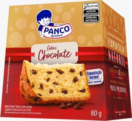 Mini Panettone Com Gotas De Chocolate Ao Leite Panco Caixa 80g