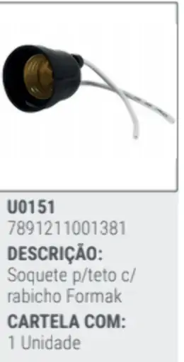Cart Soquete P/ Teto Formak C/rabicho Unidade