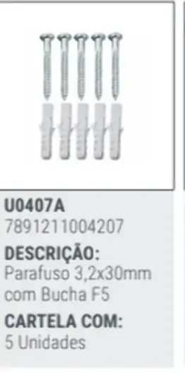 Cart Parafuso Bucha 3,2x30mm Formak F5 C/5