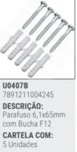 Cart Parafuso Bucha 6,1x65mm Formak F12 C/5