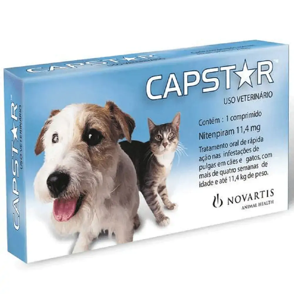 Capstar Anti Pulgas Novartis 11mg Para Cães E Gatos De 6 A 1 Comprimido