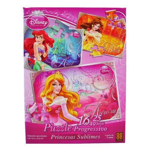 Quebra Cabeça Puzzle Progressivo Princesas Grow