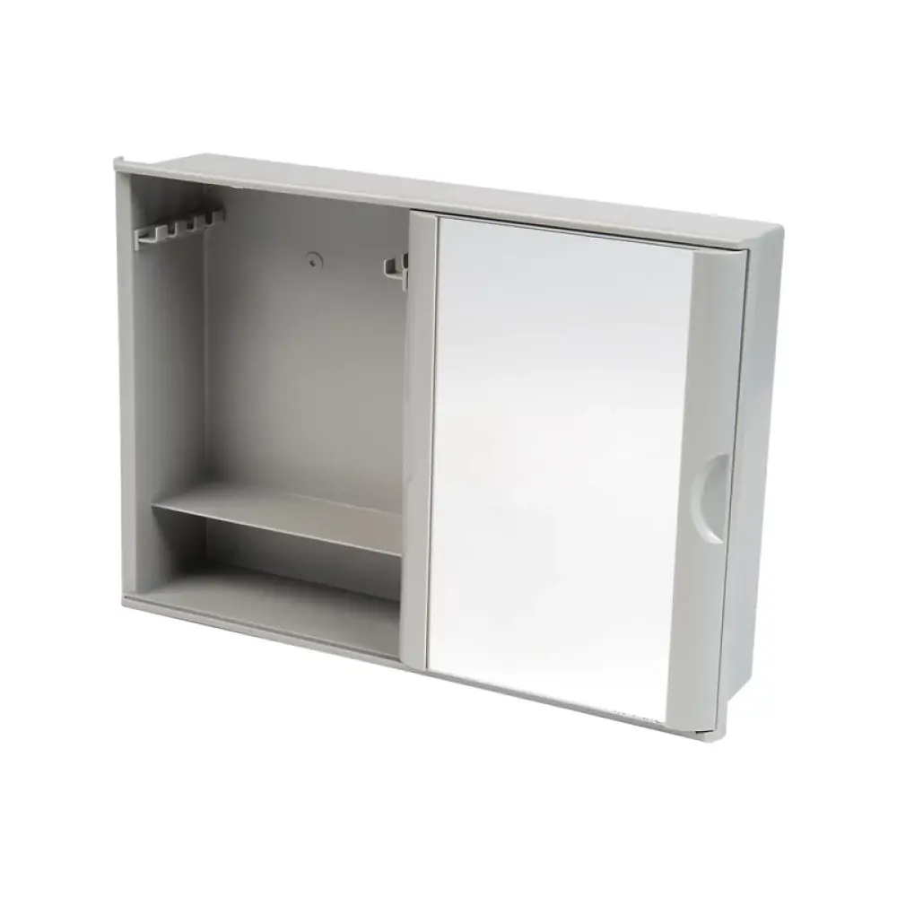 Armário Plástico para Banheiro Sobrepor ou Embutir com Porta de Correr e Espelho Astra Branco
