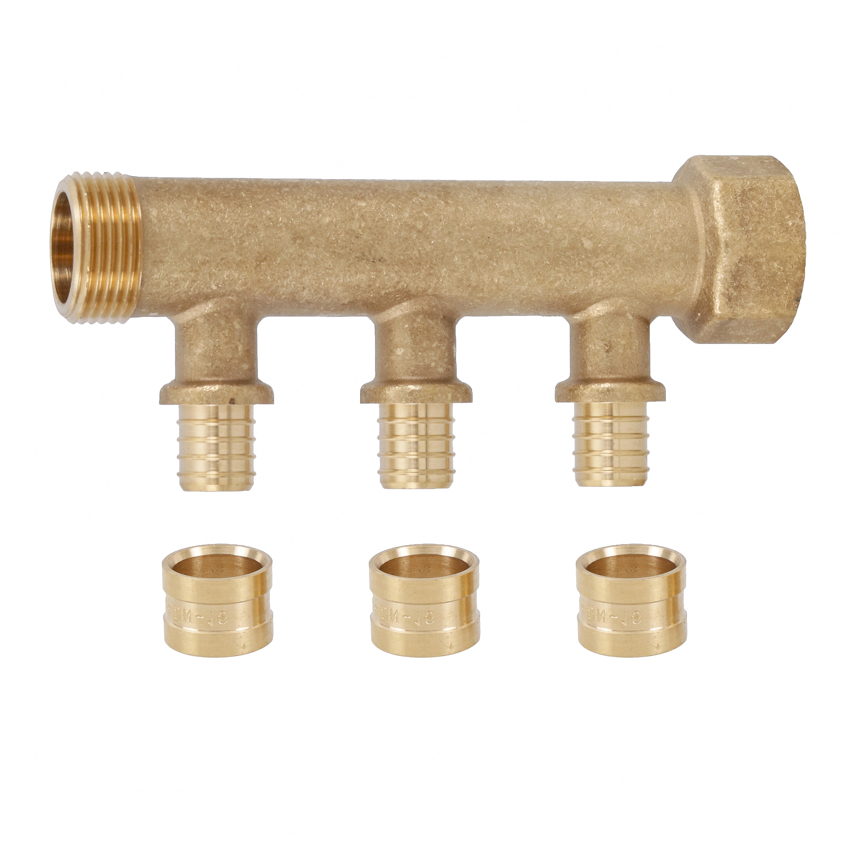 Distribuidor Aberto PEX Água Quente e Fria 3/4" com 3 saídas 16mm Astra