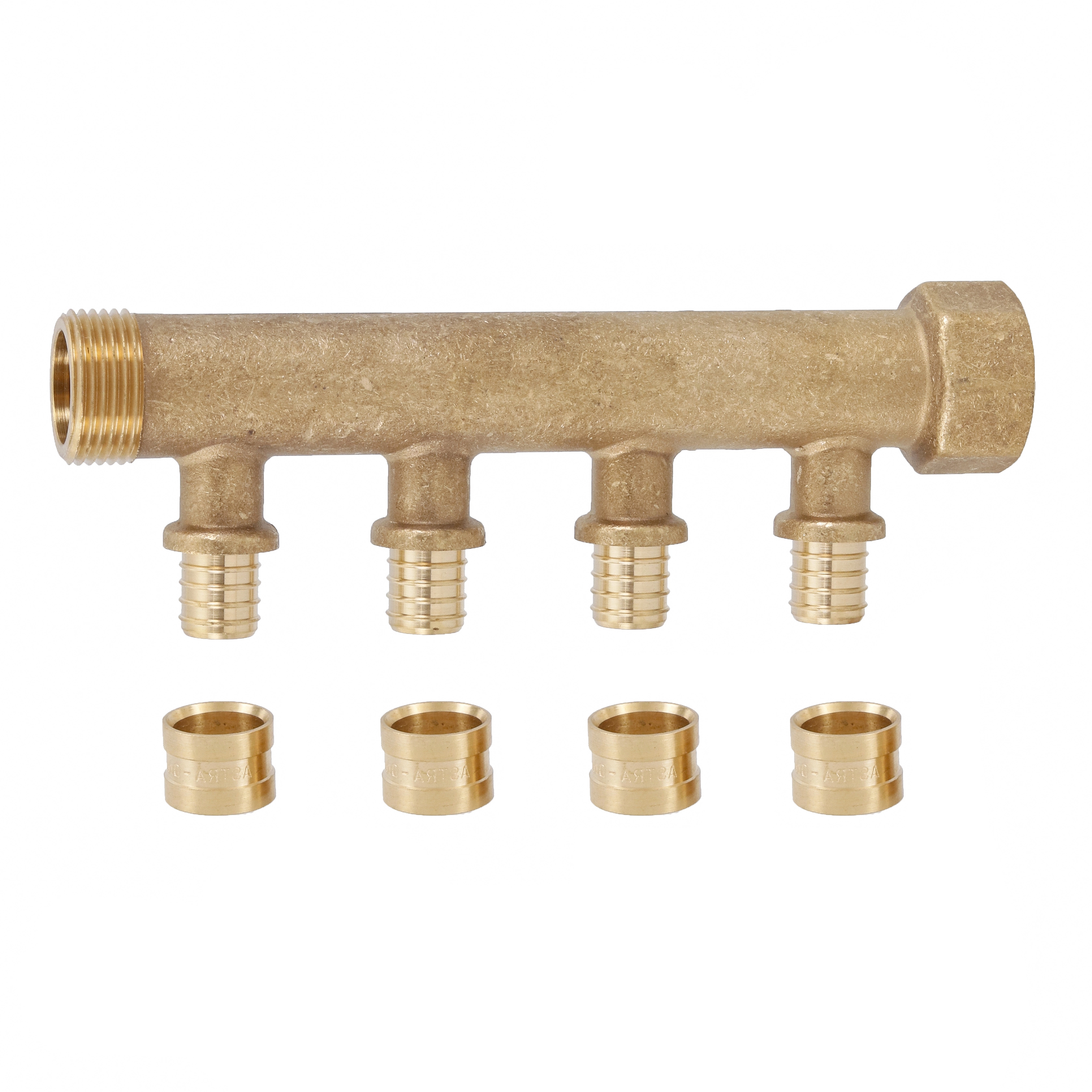 Distribuidor Aberto PEX Água Quente e Fria 3/4" com 4 saídas 16mm Astra