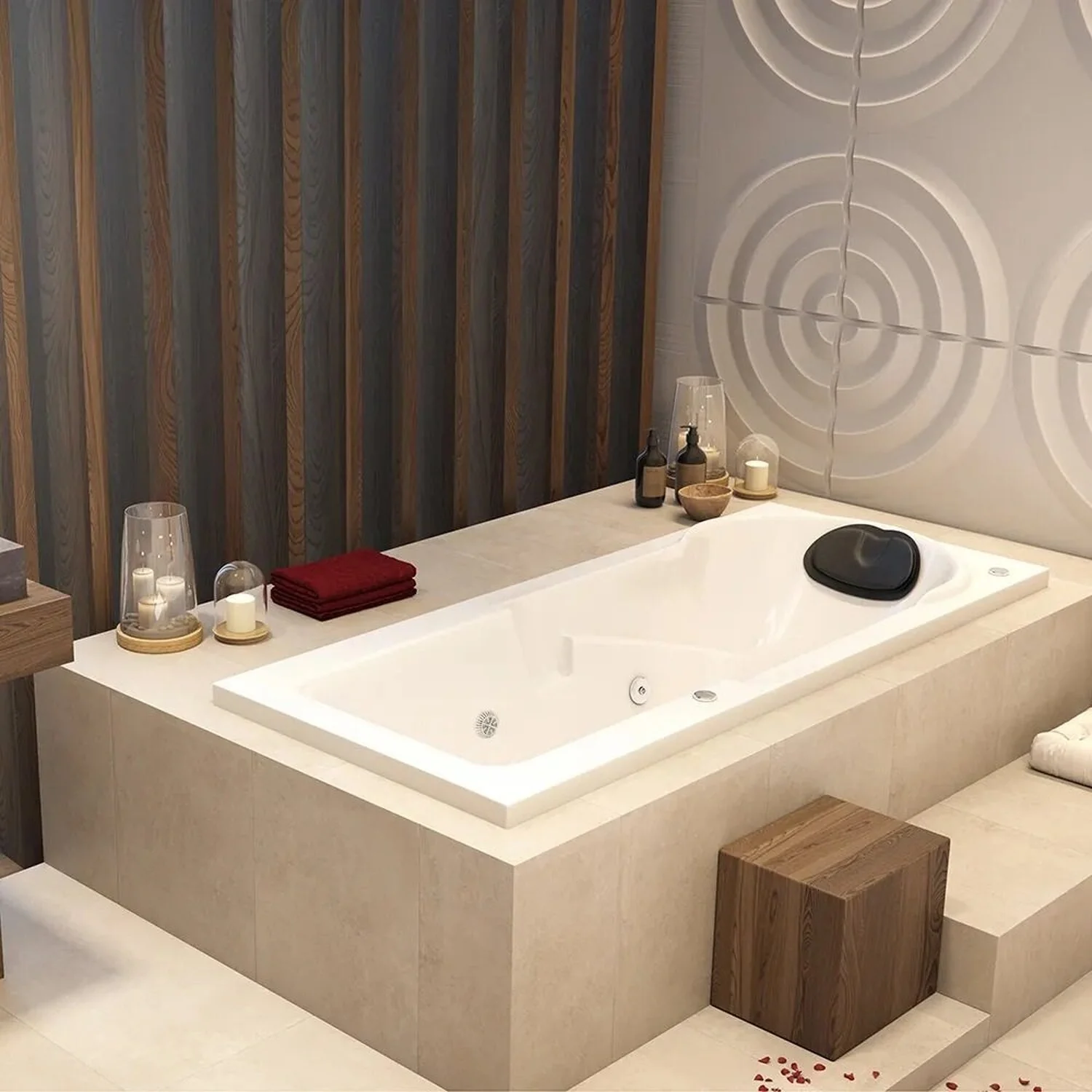 Banheira De Hidromassagem Capri Branca Astra Em Gel Coat Super Luxo 170x80x46cm - P1 - Com Aquecedor Branco