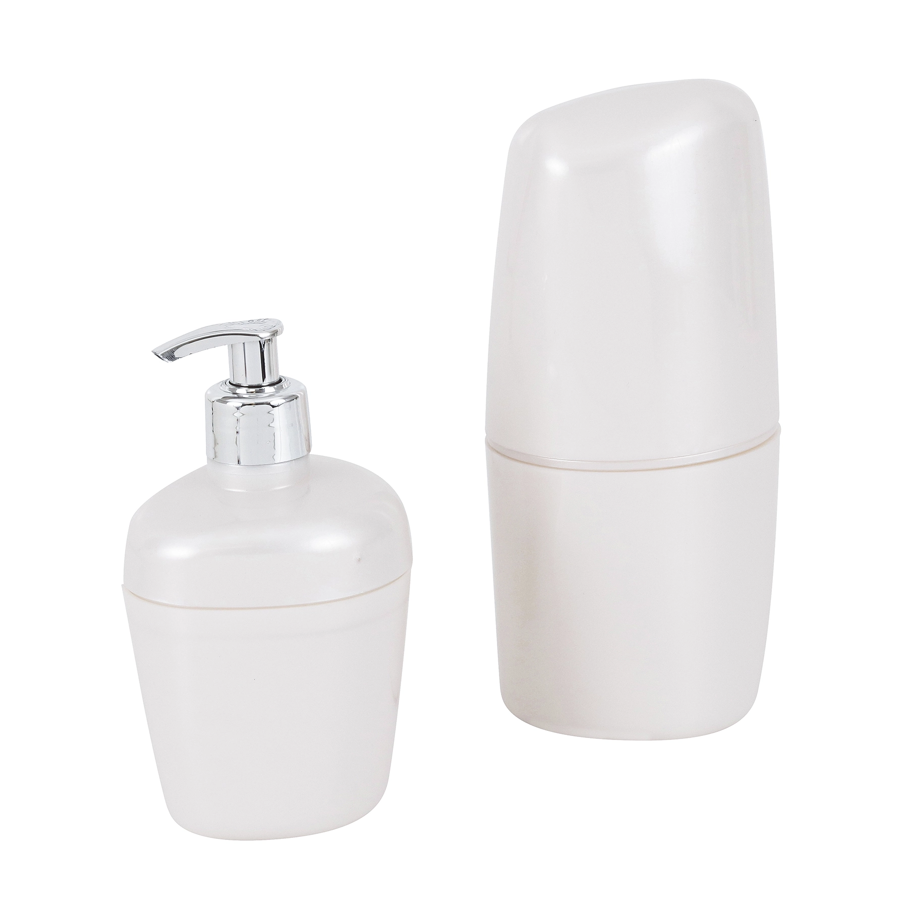 Kit Acessórios de Bancada para Banheiro 2 Peças Plástico Pérola KBB1 Astra