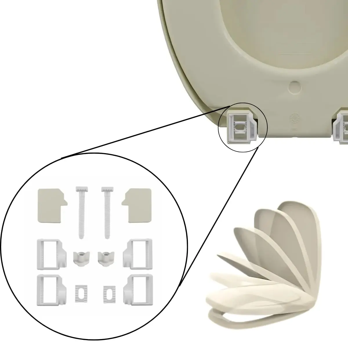 Kit Conjunto Fixação Para Assento Sanitário Almofadado | Astra - Bege