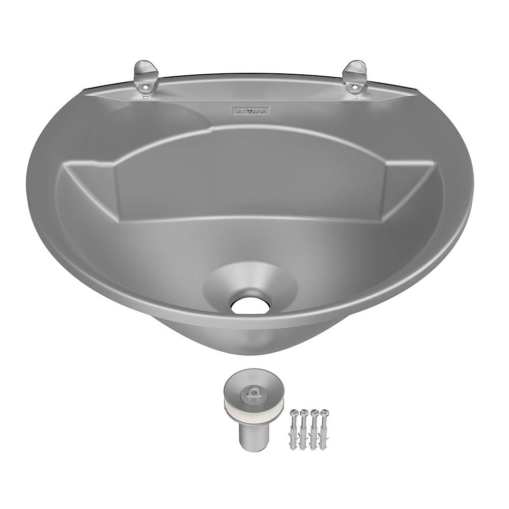 Lavatório Plástico Prata Kit Instalação 3,8l 36x28cm Astra