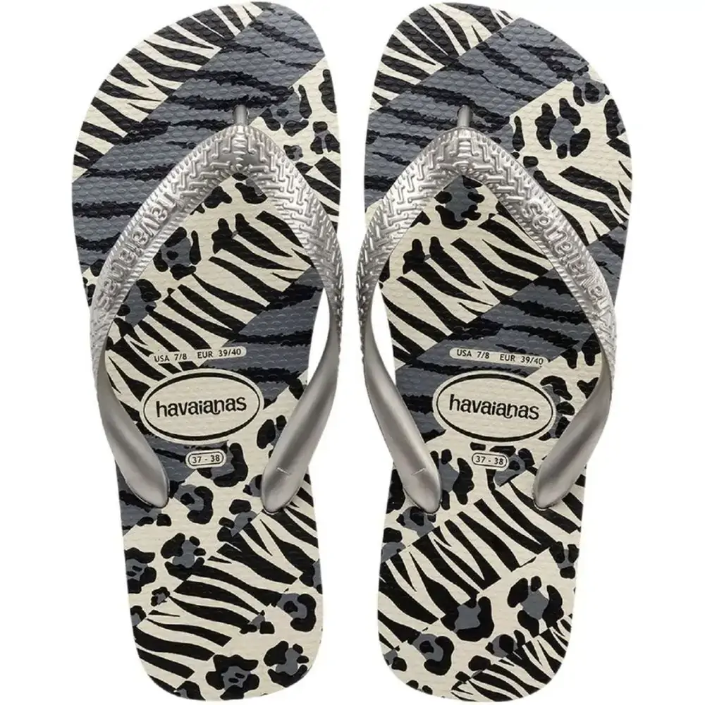 Chinelo Hav Top Animals Branco/prata/preto
