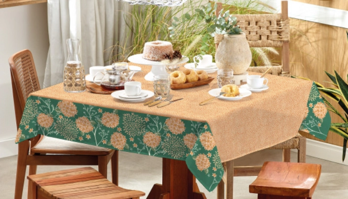 Toalha Mesa Basic 6 Lugares Hortencia 140x210cm 43440 Teka