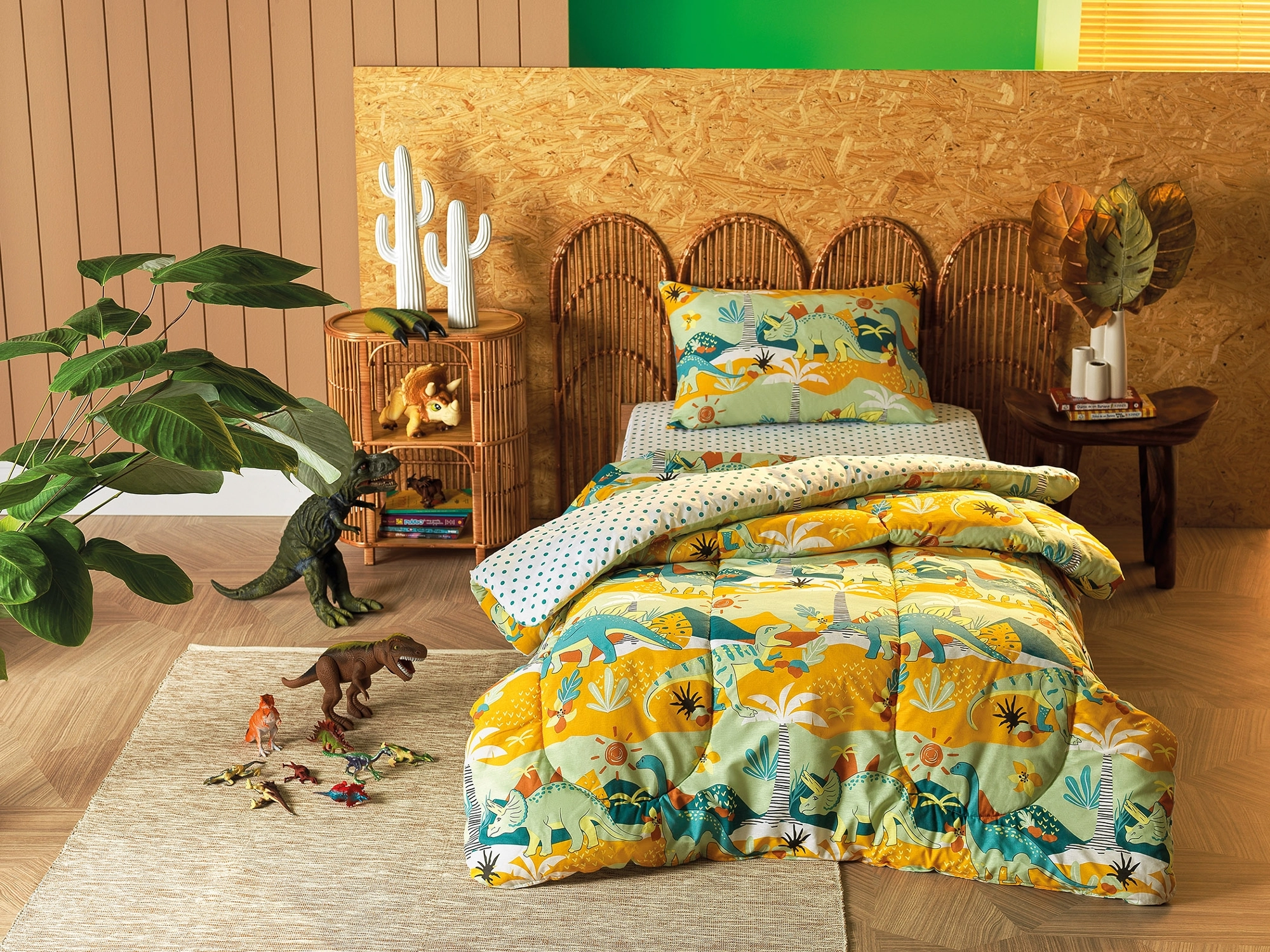 Kit Cama Kids Solteiro Algodao Dino 88x188cm 2pcs 886080000098420 Teka
