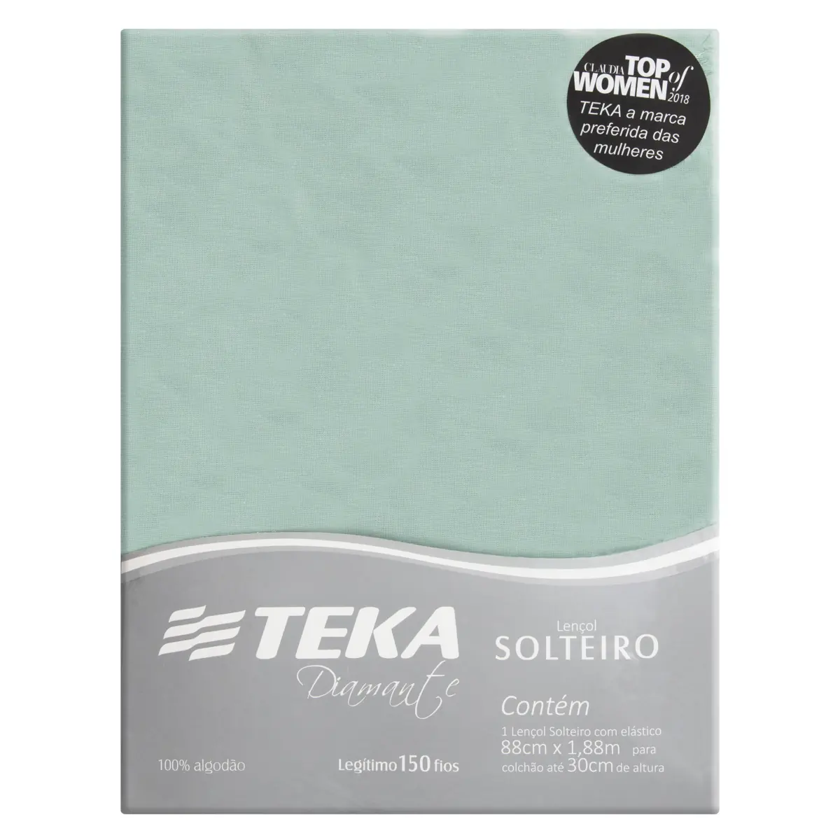 Lençol Solteiro Com Elástico Verde Diamante Teka