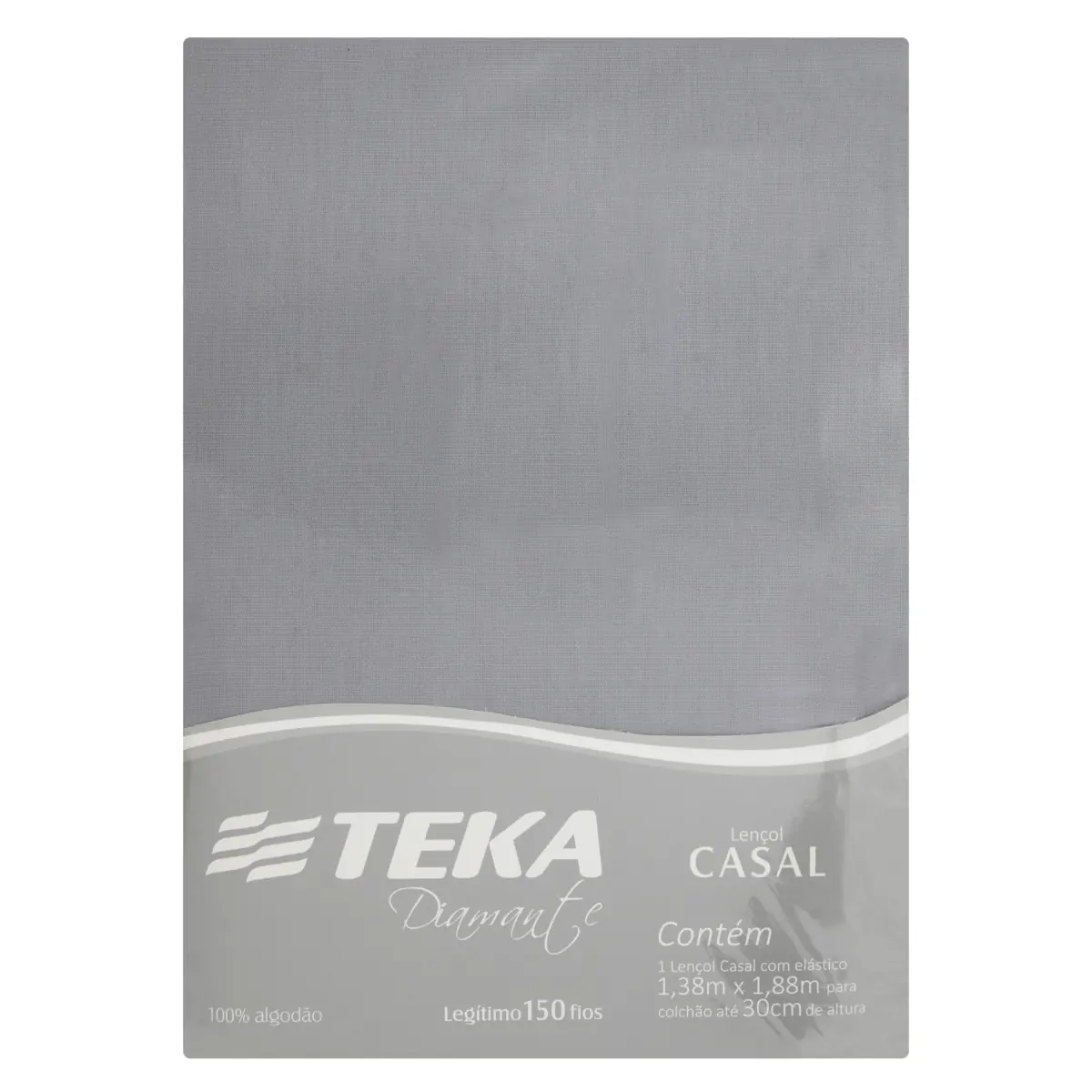Lençol Casal Com Elástico Cinza Diamante Teka