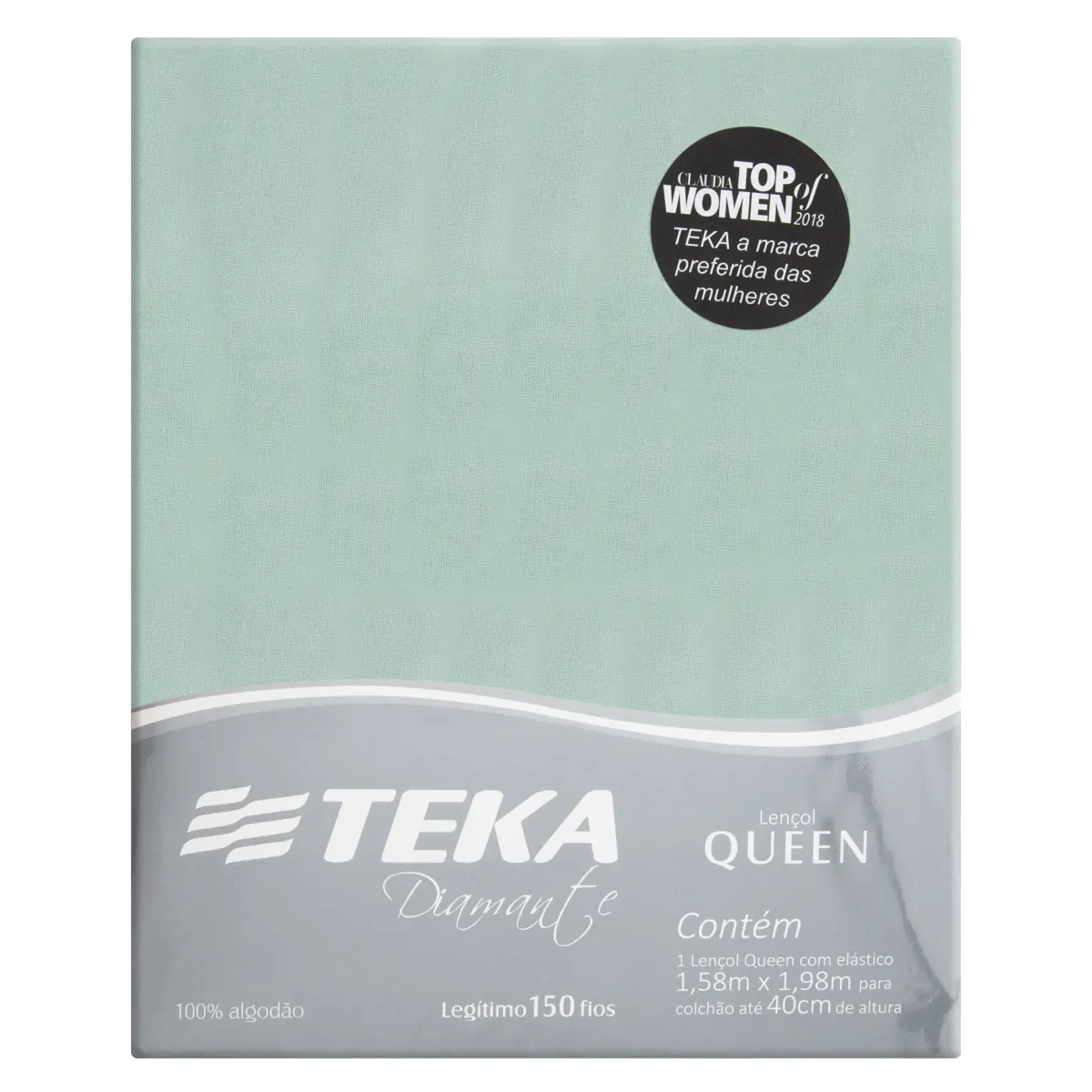 Lençol Queen Com Elástico Verde Diamante Teka