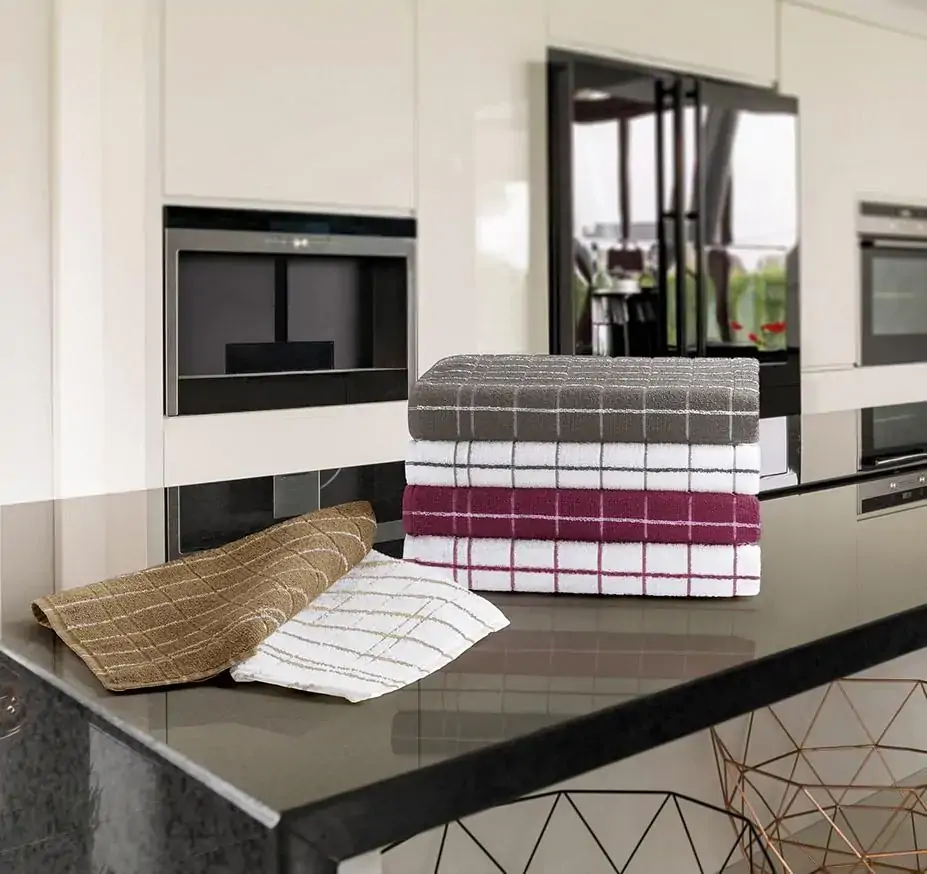 Kit com 2 Panos de Prato Felpudos - Linha Chef -  100% Algodão 45cm x 70cm - Teka Vinho