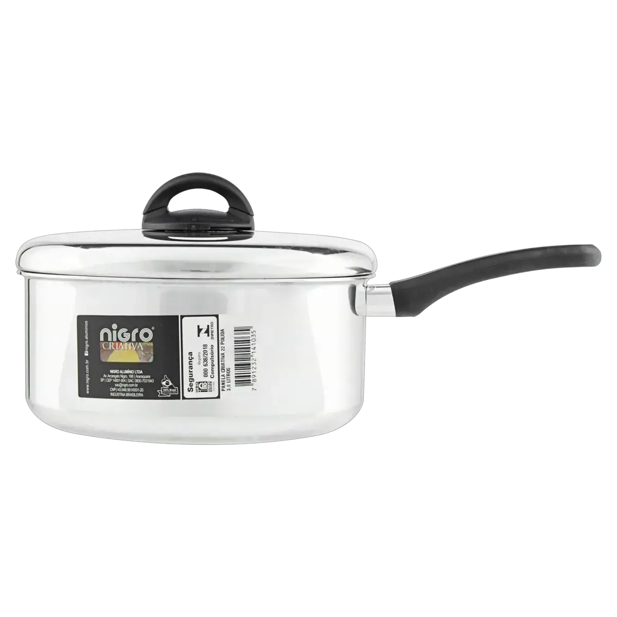 Panela Alumínio Com Tampa 3,8l Nigro Criativa