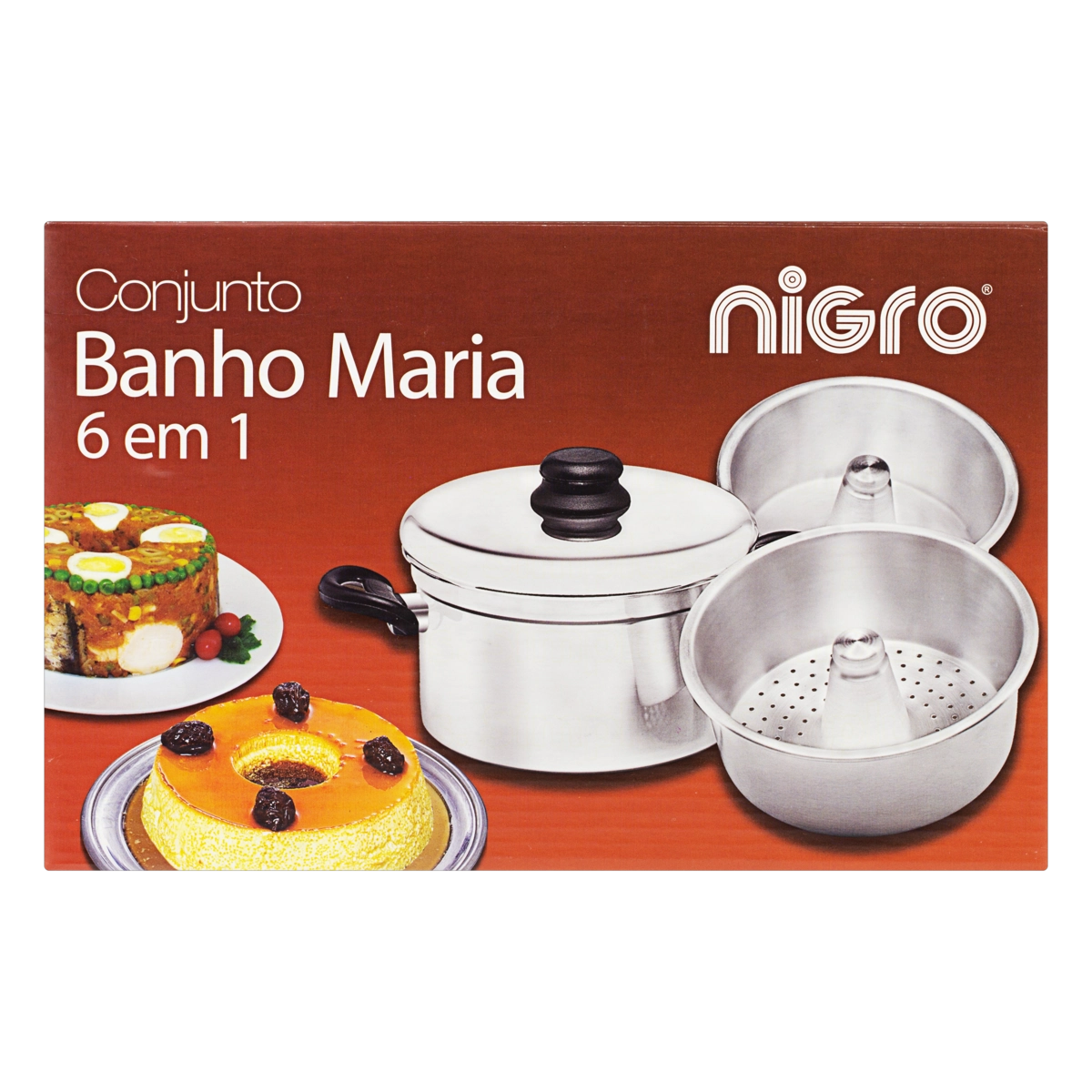 Conjunto Caçarola Alumínio Com Tampa Para Banho Maria Nigro 4 Peças
