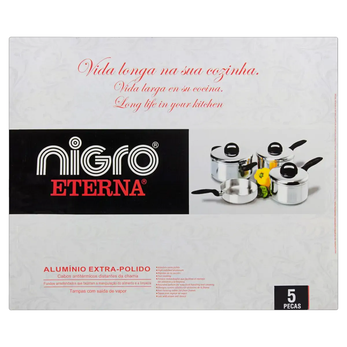Conjunto Panela Alumínio Nigro Eterna 5 Peças