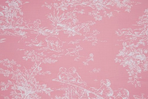 Panoah Self Adhesive Fabric Roll, 18.5 Inch By 3.2 Feet, White Toile On Pink Fabric