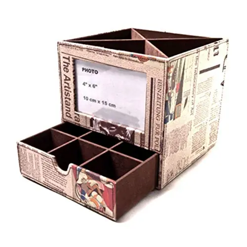 Porta Objetos Em Courvin Journal 1 Gaveta Marrom 538001 Wow
