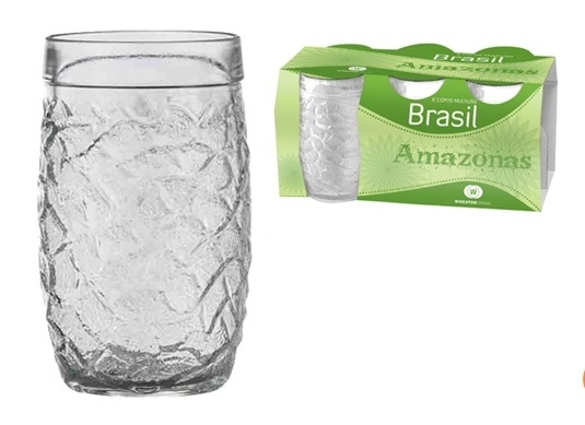 Conjunto Copo Vidro 320ml Wheaton Brasil Amazonas 6 Unidades