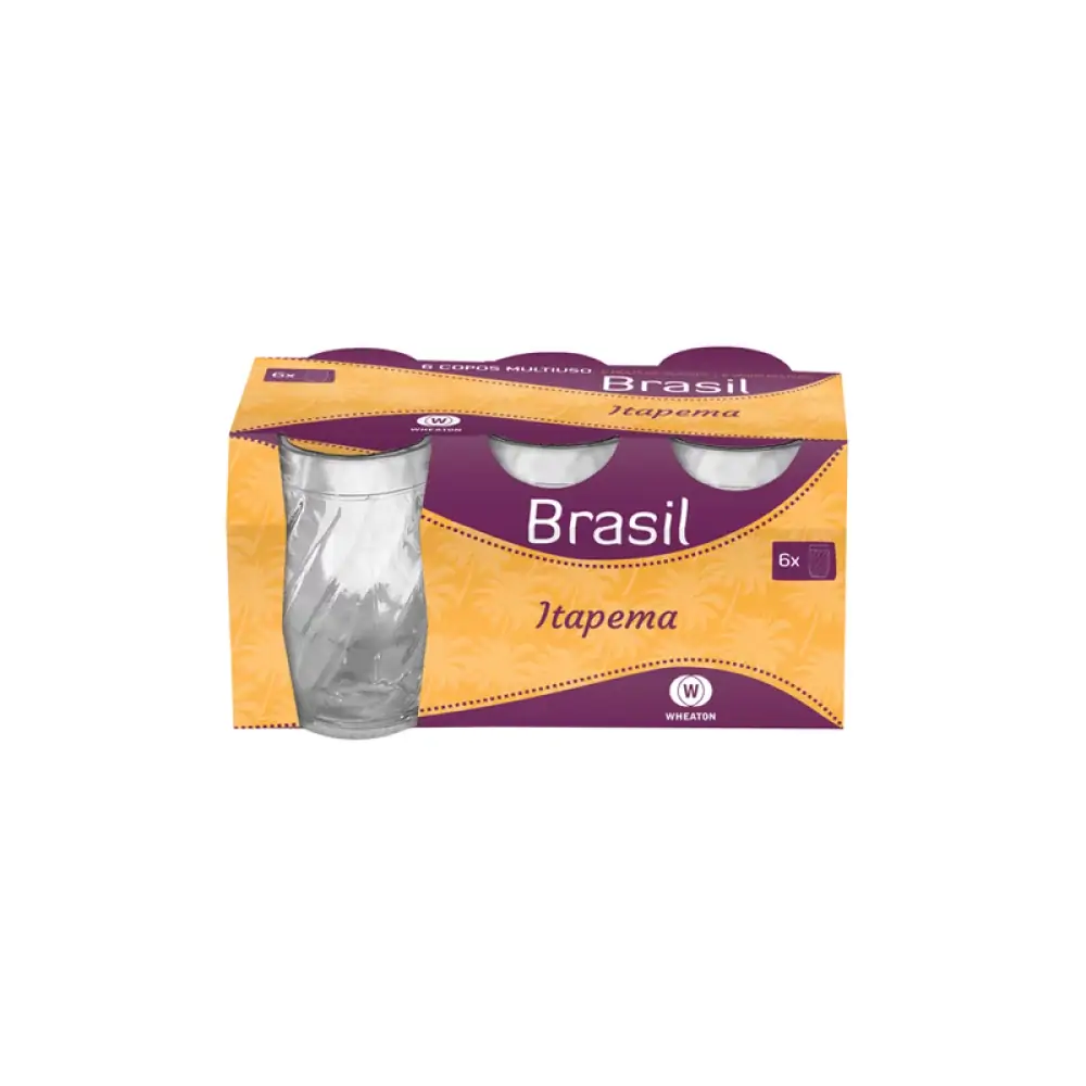 Jogo 6 Copos De Vidro 330Ml Vinho Suco Água 330ml