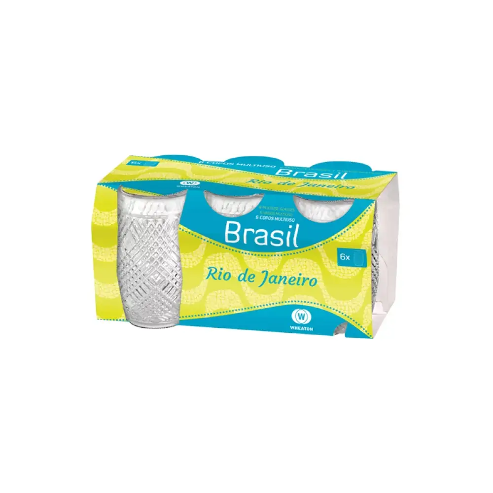 Conjunto Copo Vidro 330ml Wheaton Brasil Rio De Janeiro 6 Unidades
