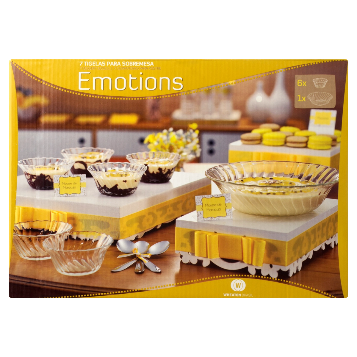 Conjunto Tigela Para Sobremesa Transparente Vidro Wheaton Emotions Caixa 7 Unidades