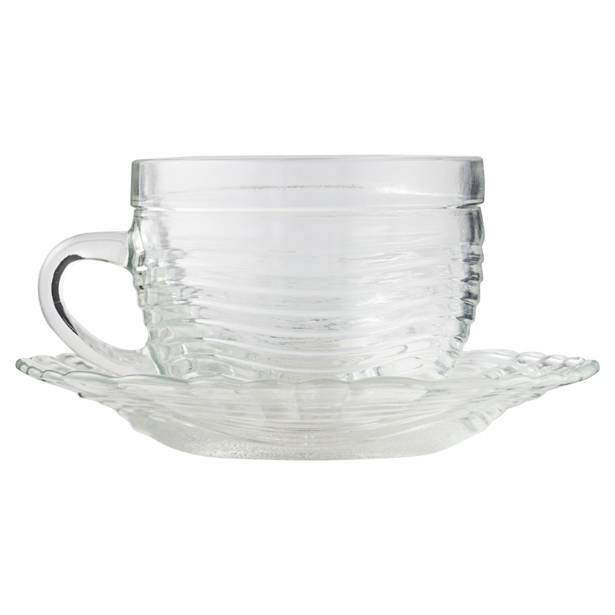 Xícara De Chá Com Pires Transparente Vidro 260ml Wheaton Crystal