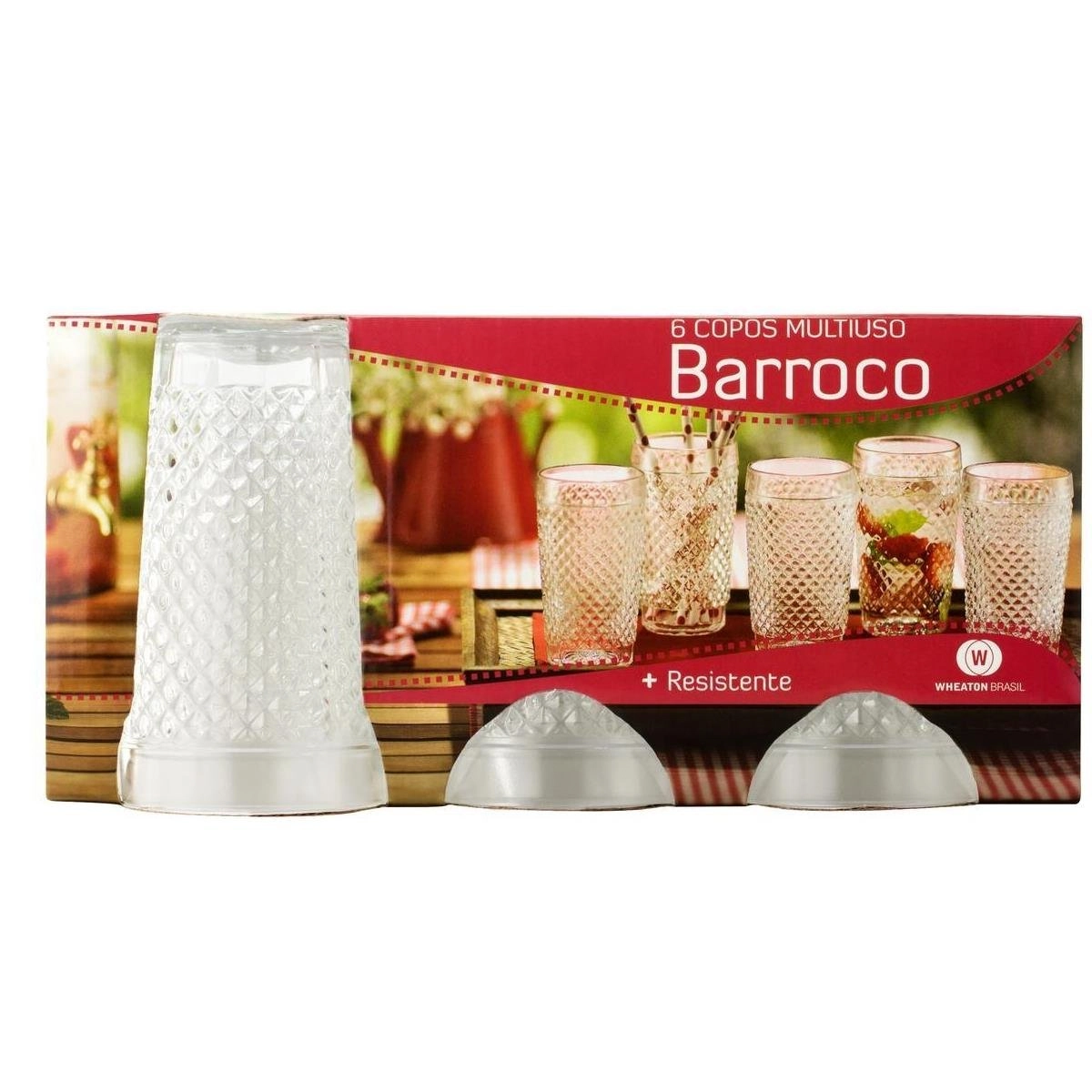 Conjunto Copo Vidro Wheaton Barroco 6 Unidades