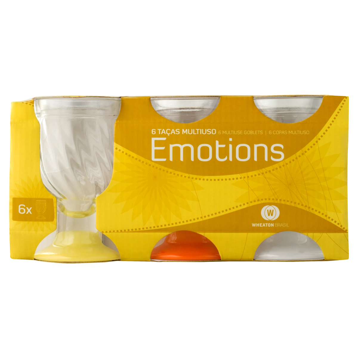 Conjunto Taça Multiuso Transparente Vidro 225ml Wheaton Emotions 6 Unidades