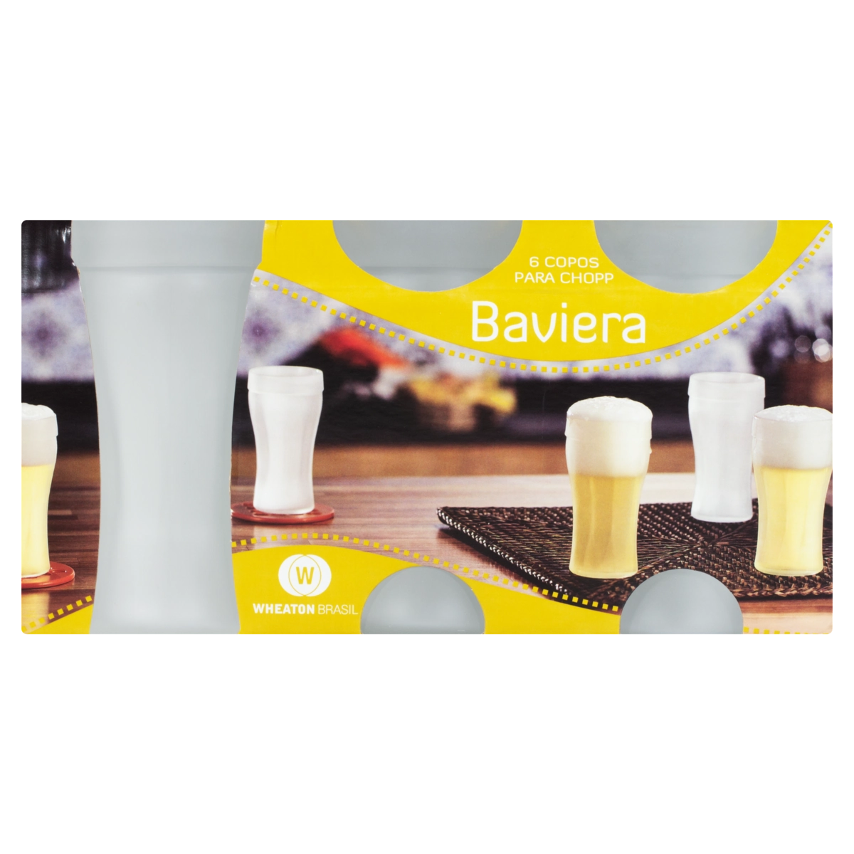 Conjunto Copo Vidro Para Chopp Fosco 200ml Wheaton Baviera 6 Unidades