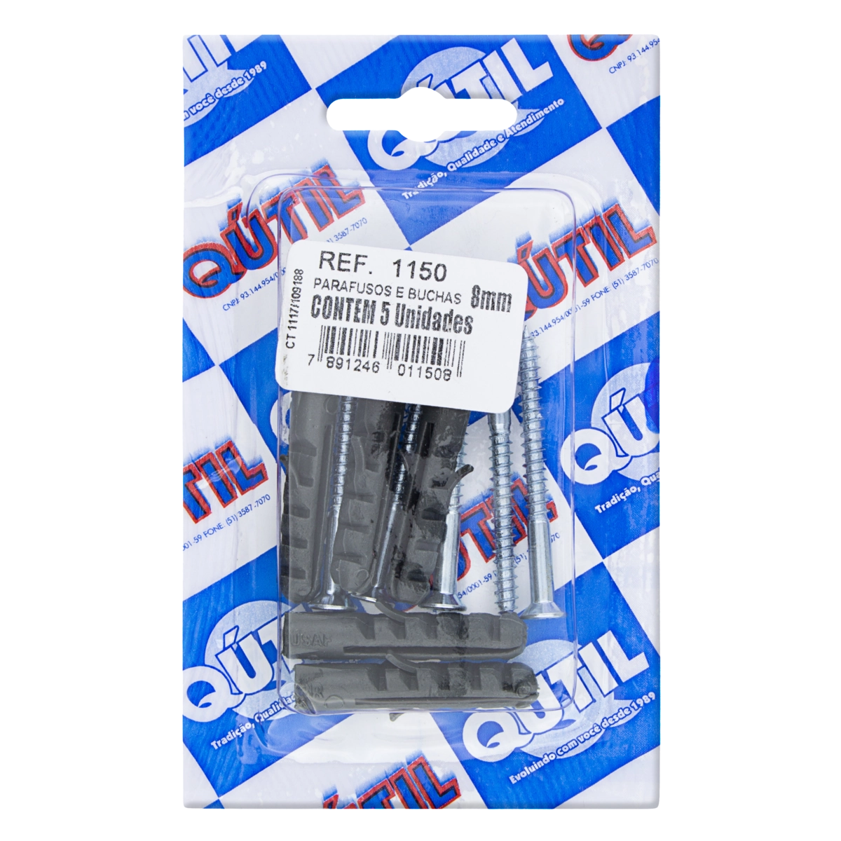 Parafuso Com Bucha Qútil 8mm 5 Unidades