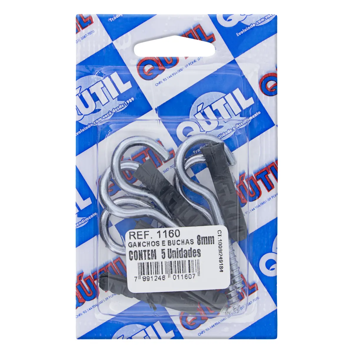 Gancho Com Bucha Qútil 8mm 5 Unidades