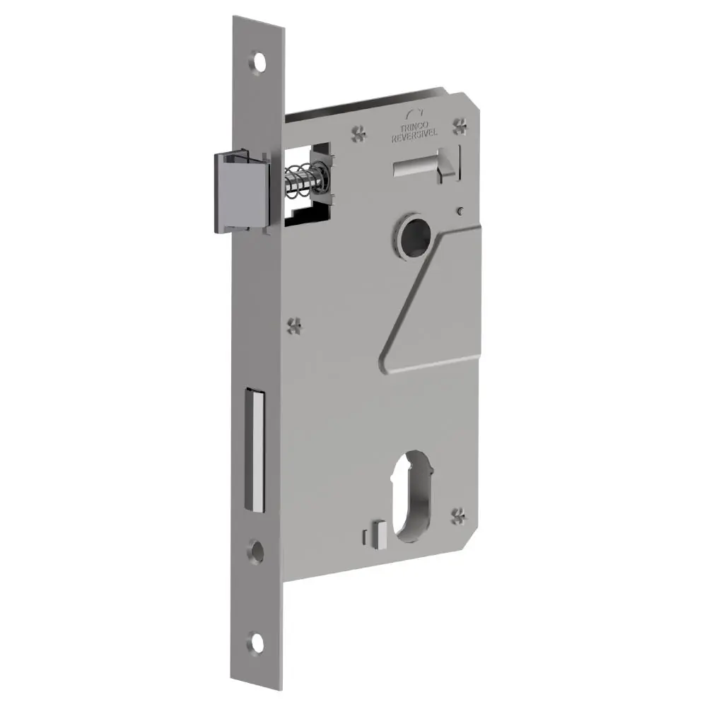 Maquina Fechadura Entrada 55mm Canto Reto Inox Polido Alianca