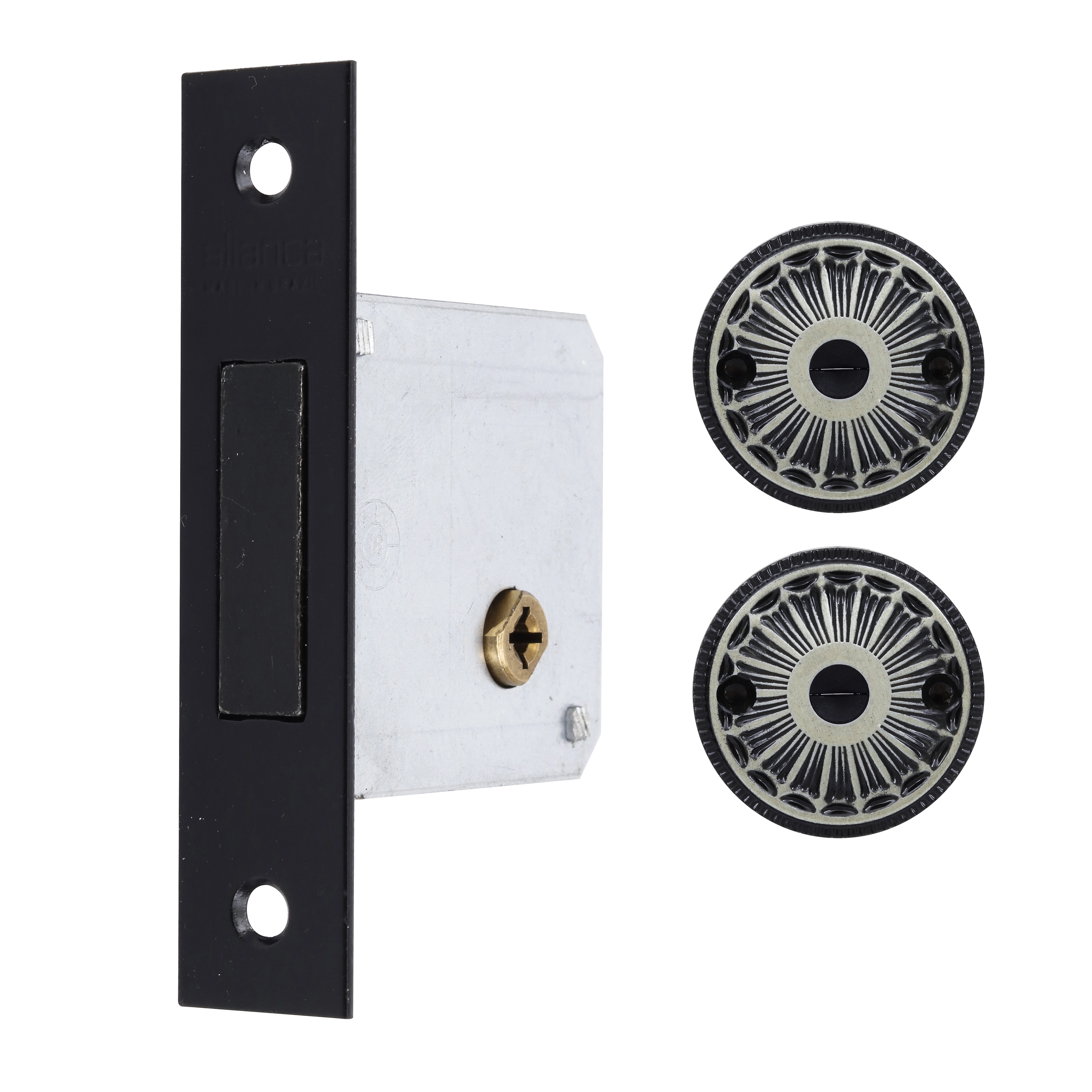 Fechadura Auxiliar para Porta de Entrada Aliança F2000 ZLO Antique (Oxidado) 59mm Chave Tetra