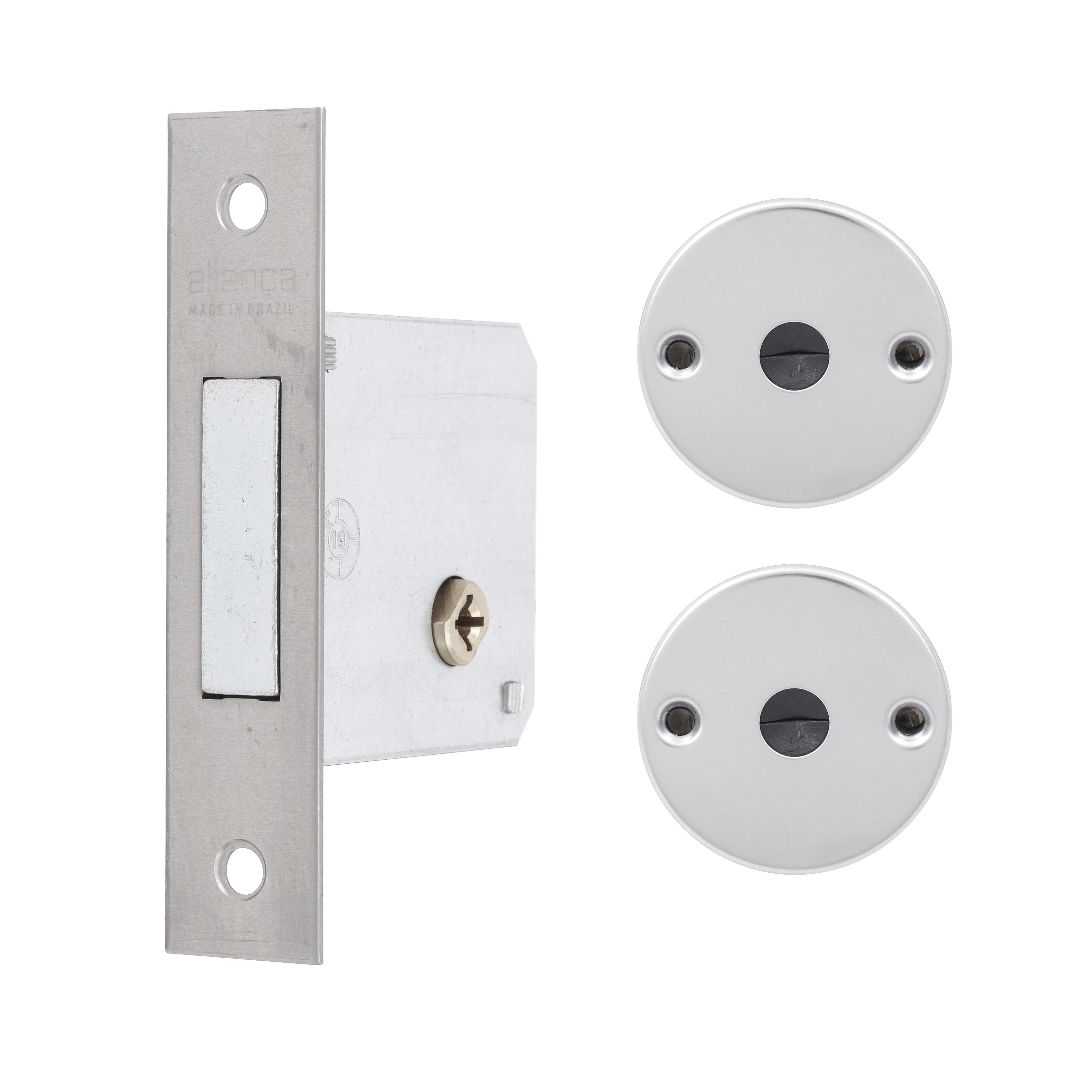 Fechadura Auxiliar para Porta de Entrada Aliança F2000 IP Polido 59mm Chave Tetra
