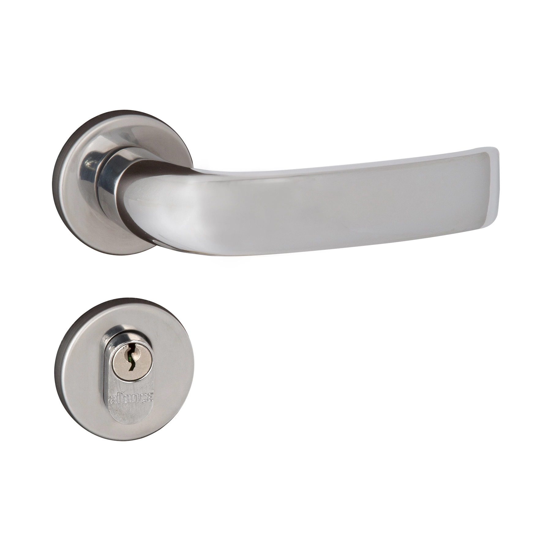 Fechadura Aliança para Porta de Entrada Cromado 40mm Chave Simples Home