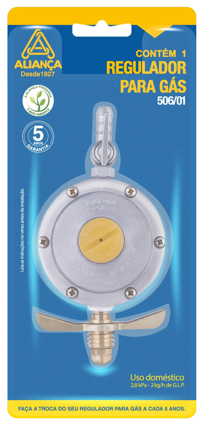 Regulador de Gás Blister 504/1 com Mangueira de 120cm - 506/1 BT