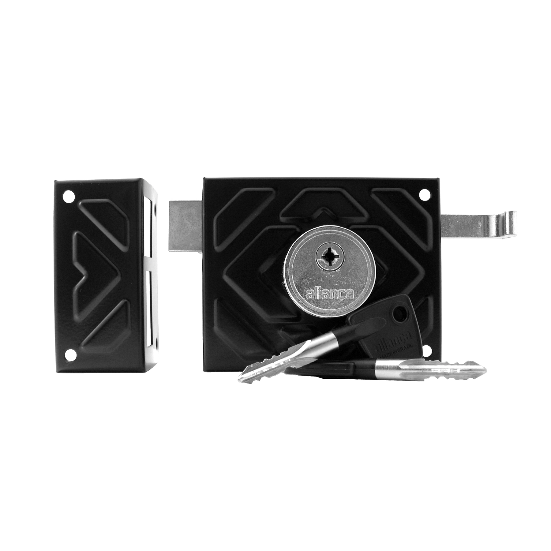Fechadura para Portão 100mm Trinco Reversível Aço Preto F1510PF Tetra Aliança