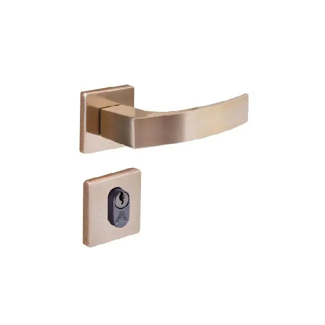 Fechadura Entrada Quadratta Curva Roseta S40 Latonado Alianca