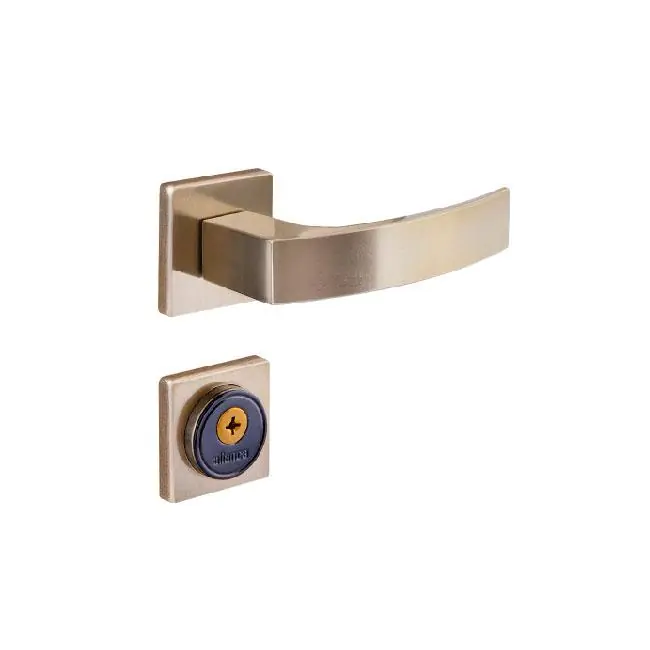 Fechadura Tetra Quadratta Curva Roseta 55mm Bronze Latonado Alianca