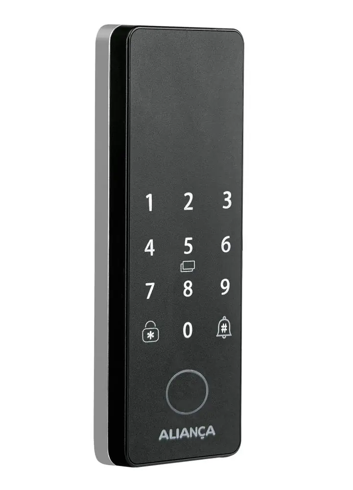Fechadura Digital Iris Plus Sobrepor Porta Madeira Preto Fosco Aliança