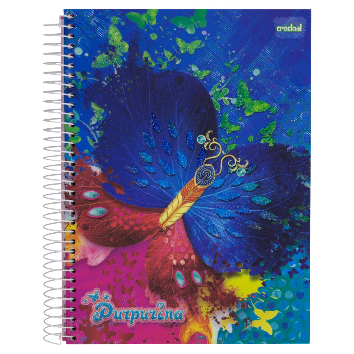 Caderno Capa Dura Espiral Credeal Purpurina 200mm X 275mm 200 Folhas