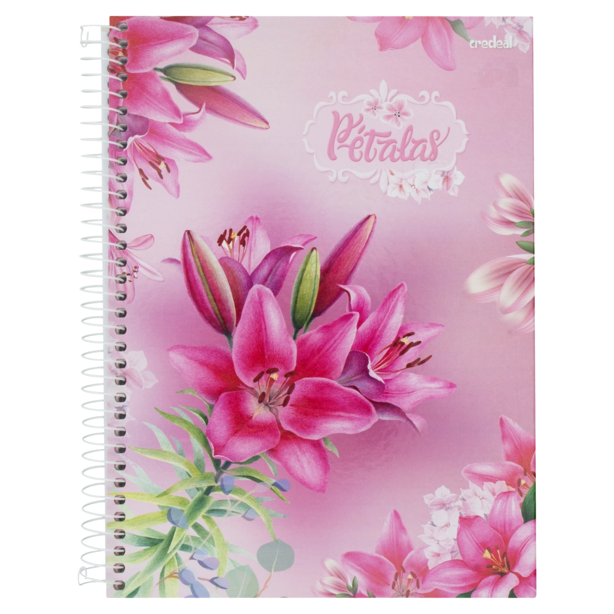 Caderno Capa Dura Espiral Credeal Pétalas 200mm X 275mm 96 Folhas
