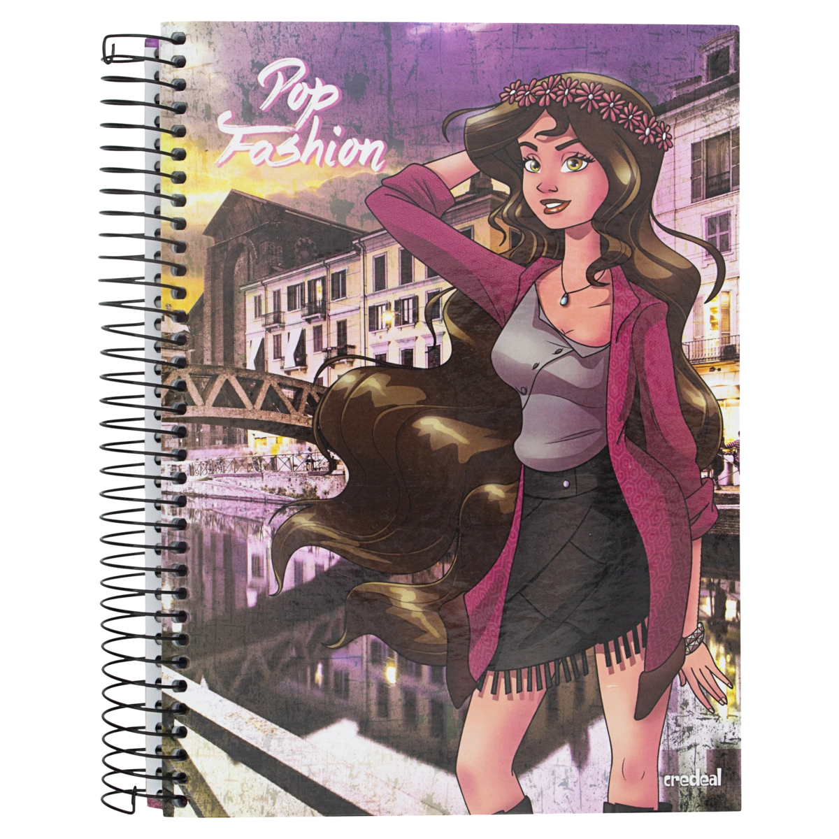 Caderno Capa Dura Universitário Espiral Pop Fashion Credeal 200mm X 275mm 200 Folhas