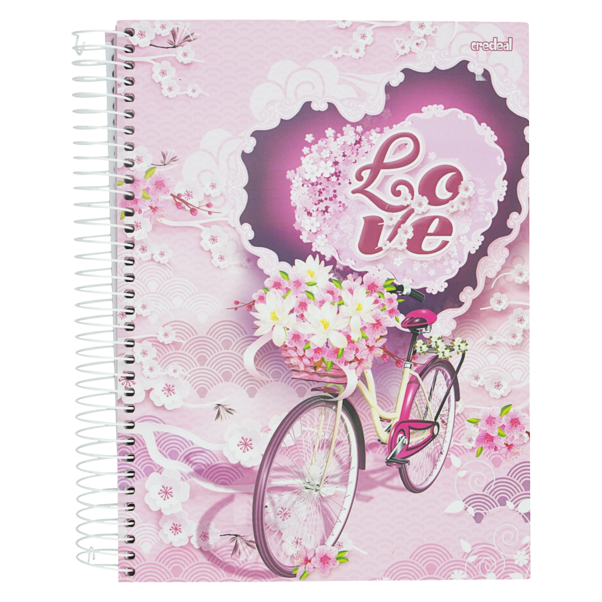 Caderno Capa Dura Universitário Espiral Love Credeal 200mm X 275mm 200 Folhas