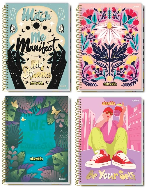 Caderno Espiral Universitário Capa Dura 12 Matérias Atrevida Credeal 240 Folhas