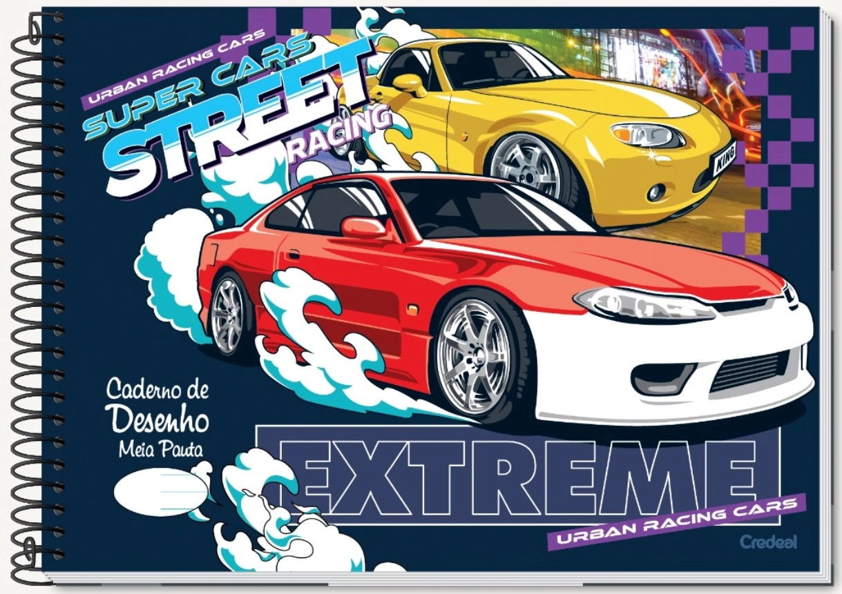 Caderno Esp Univ Cd Cartografia Super Cars Meia Pauta 277348 Credeal